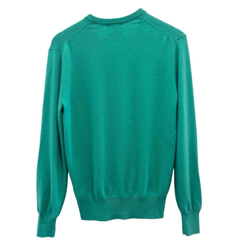 Alan Flusser Men’s 100% Cashmere V Neck Sweater Size M Teal Luxury Knit - Picture 5 of 8